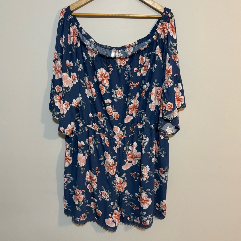 Xhilaration Floral Print Off Shoulder Shorts Romper | Womens Size 4X